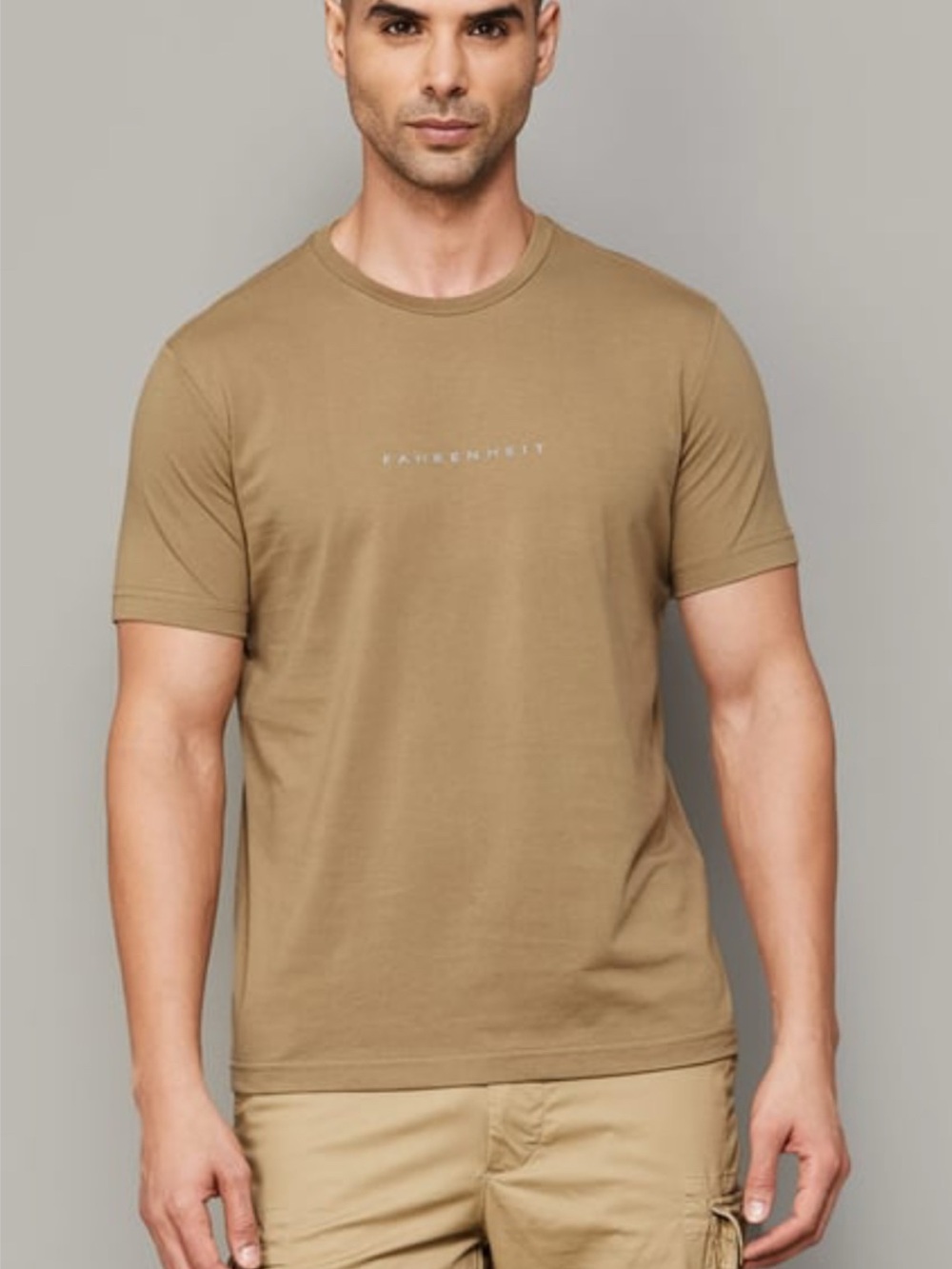 Fahrenheit Short-Sleeve Crewneck Tee in Tan